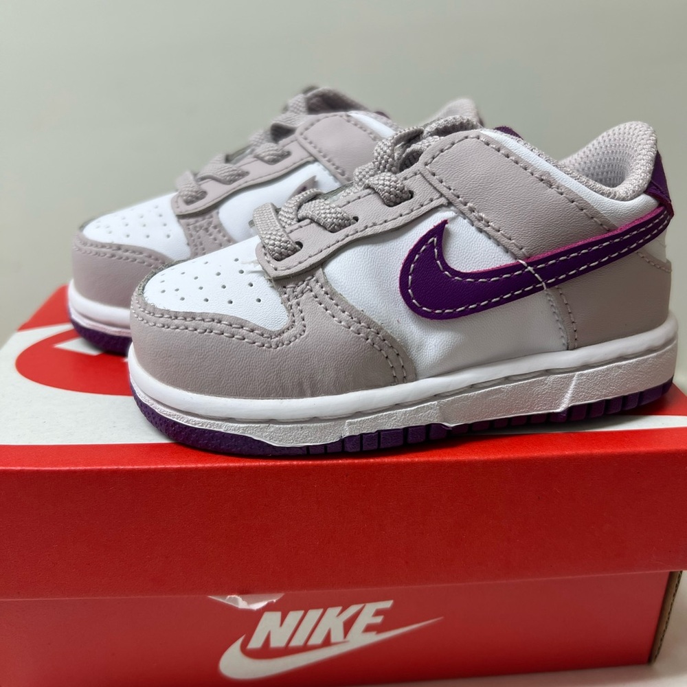 New Nike DUNK Low Kids Sneakers - White and Purple
